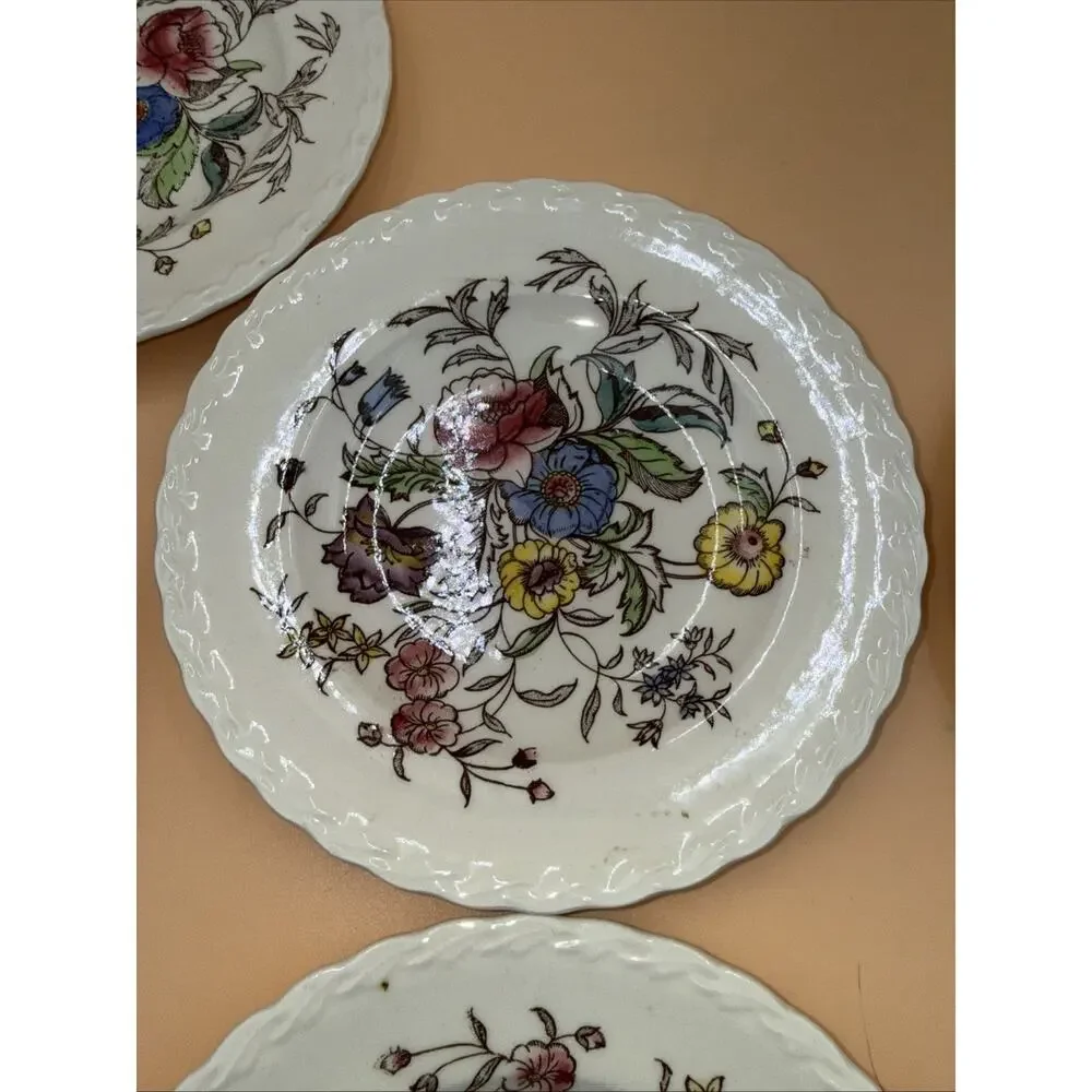 7 Vernon Kilns California USA May Flower Floral Desert Plates 6 1/2
